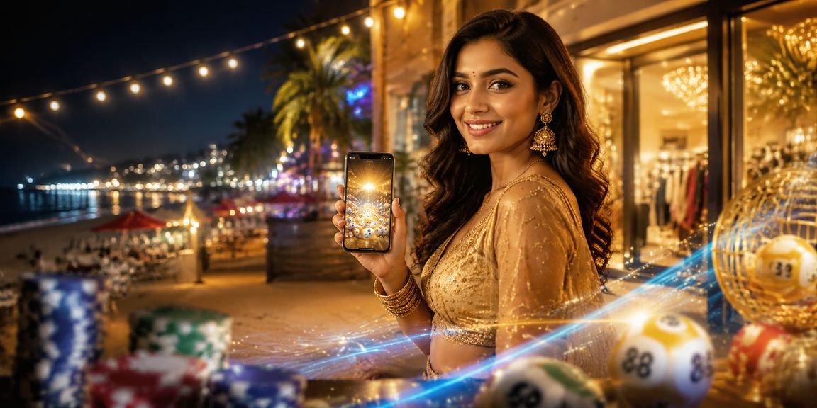 Indian lottery tickets and betting vouchers in colorful blue and gold setting