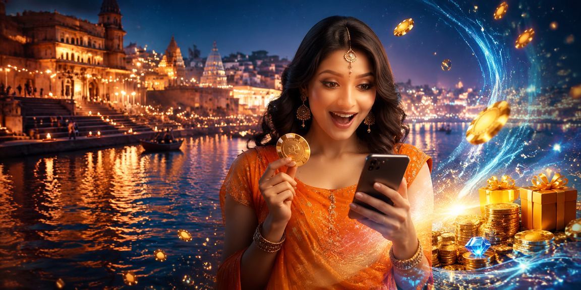 Mobile gaming experience by the ghats of Varanasi, India